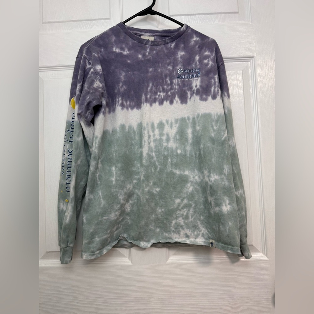 Simply Southern Purple and Green Tie-Dye Shirt